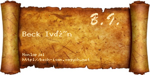 Beck Iván névjegykártya