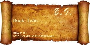 Beck Iván névjegykártya